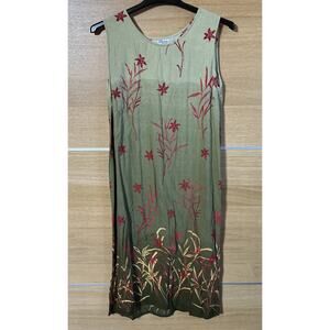 Darian Petites Sleeveless Midi Dress Floral Print Varied Green - Women’s Size 18